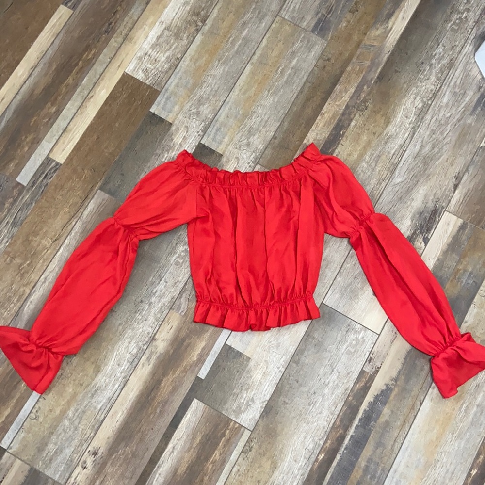 Red Zaful sheer blouse. Like new. Size medium